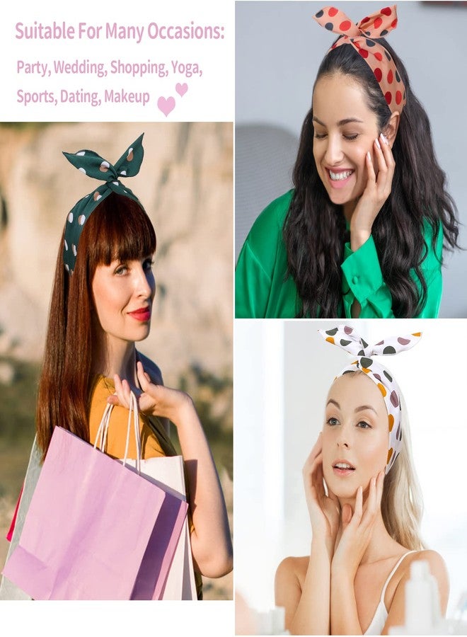 ONEYE Wire Headbands for Women - Dot Twist Bow, Bunny Ears Headband, Fashion Wire Headwraps for Hair Bands, Holders & Accessories for Workout, Yoga, Running - Pack of 8 - Image 5